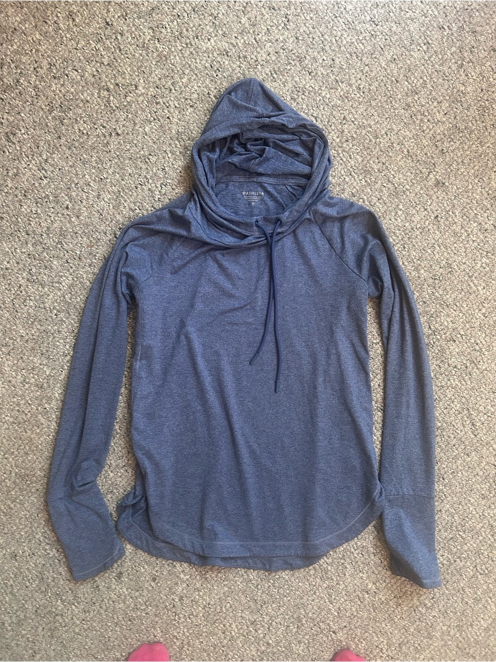 Athleta Oatmeal Heather Blue Pullover Hooded Top - Women